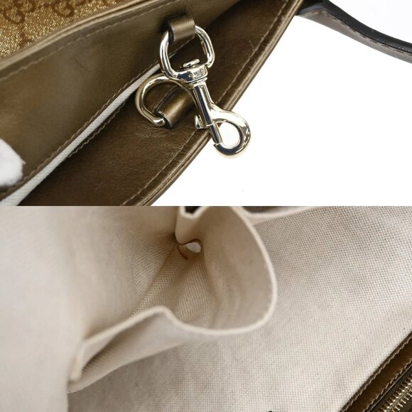 GUCCI Logo Heart Bit GG Bamboo Shoulder Bag Canvas Leather Bronze GHW 31YH569 - Picture 10 of 16